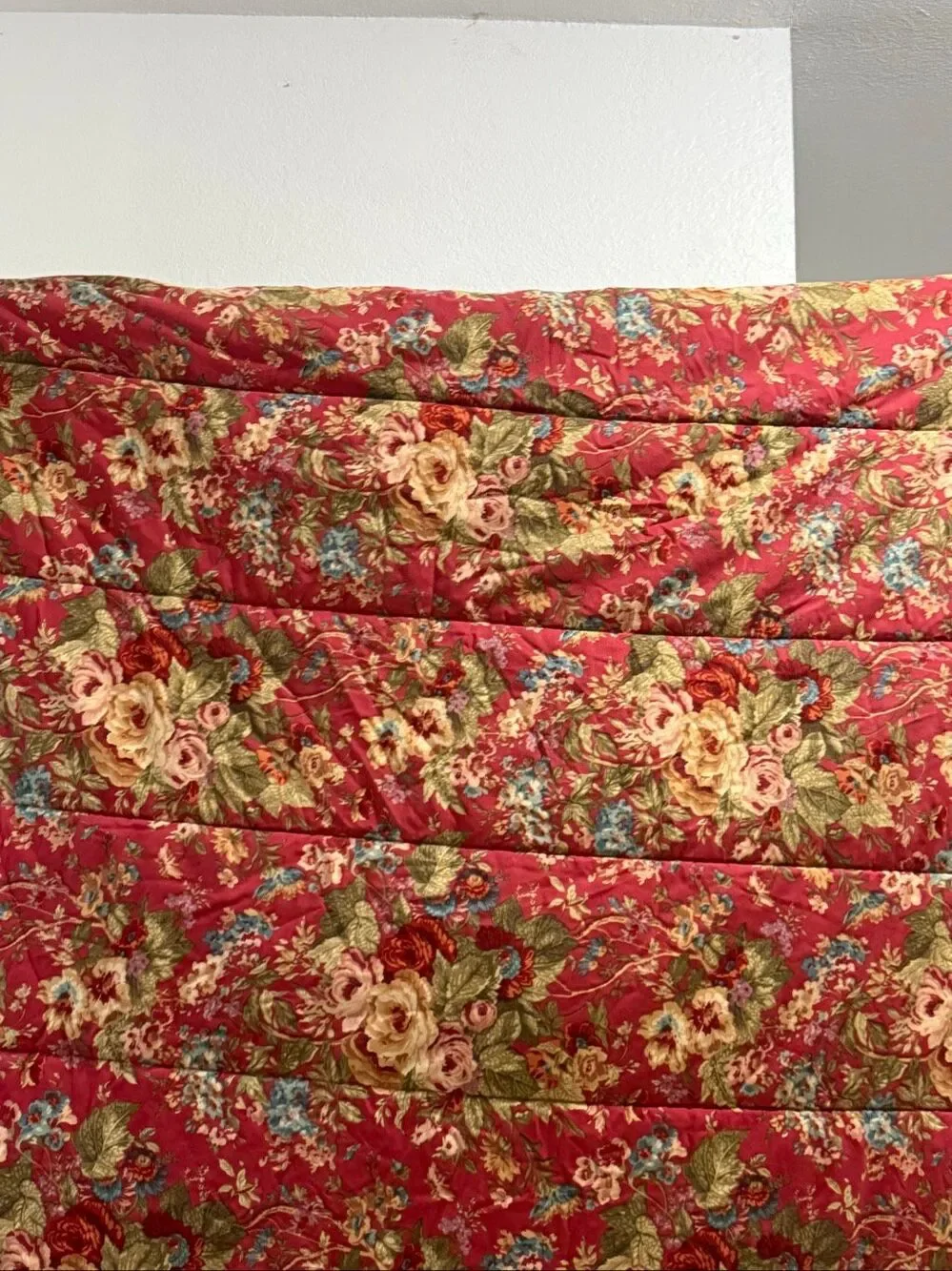 Ralph Lauren Chaps SUMMERTON Red Teal Floral Houndstooth Full Comforter